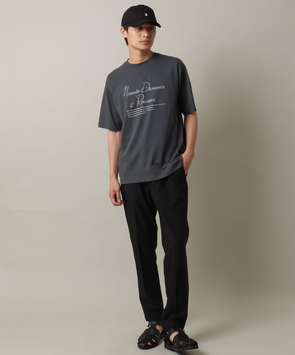 KHKHV12034 a.v.v MEN(アー・ヴェ・ヴェ) 【接触冷感】ロゴプリントセミワイドシルエットTシャツ ダークグレー