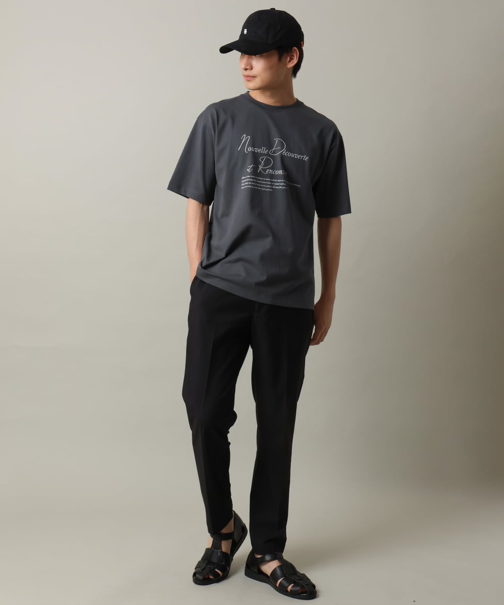 KHKHV12034 a.v.v MEN(アー・ヴェ・ヴェ) 【接触冷感】ロゴプリントセミワイドシルエットTシャツ ダークグレー