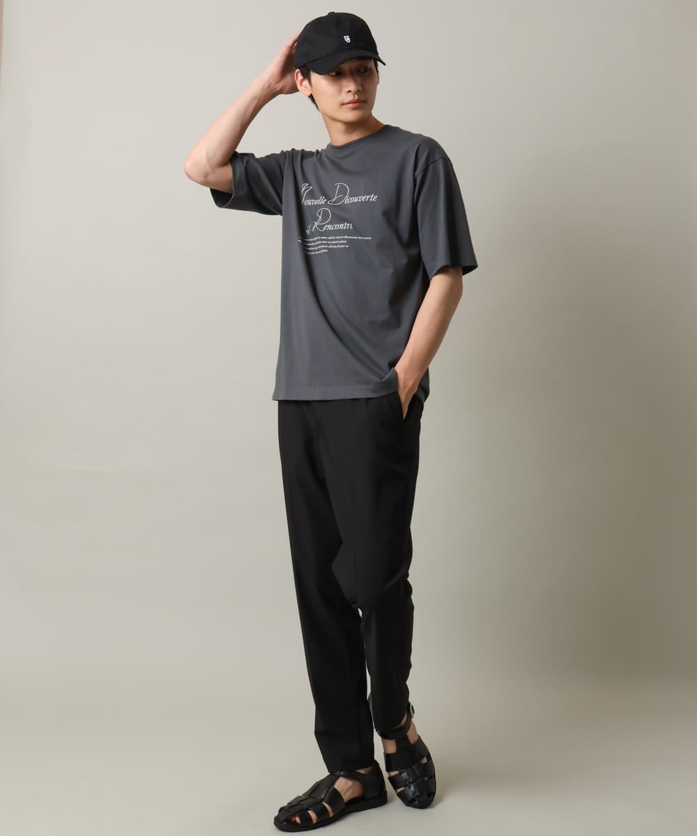 KHKHV12034 a.v.v MEN(アー・ヴェ・ヴェ) 【接触冷感】ロゴプリントセミワイドシルエットTシャツ ダークグレー