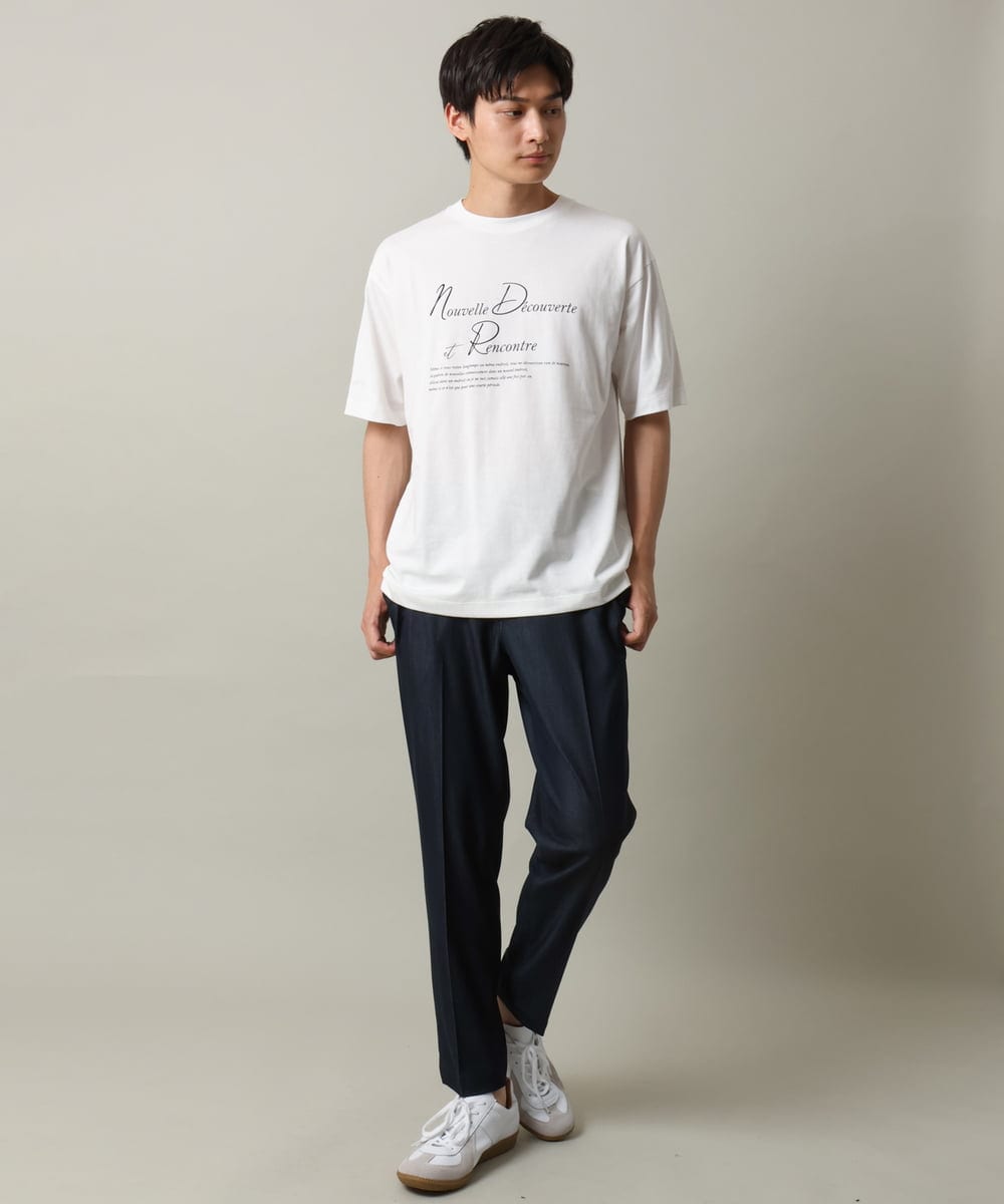 KHKHV12034 a.v.v MEN(アー・ヴェ・ヴェ) 【接触冷感】ロゴプリントセミワイドシルエットTシャツ ダークグレー