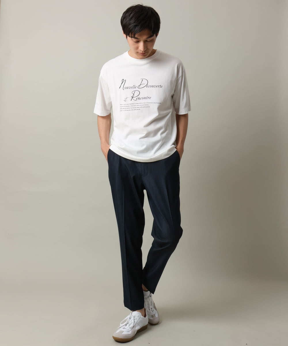 KHKHV12034 a.v.v MEN(アー・ヴェ・ヴェ) 【接触冷感】ロゴプリントセミワイドシルエットTシャツ ダークグレー