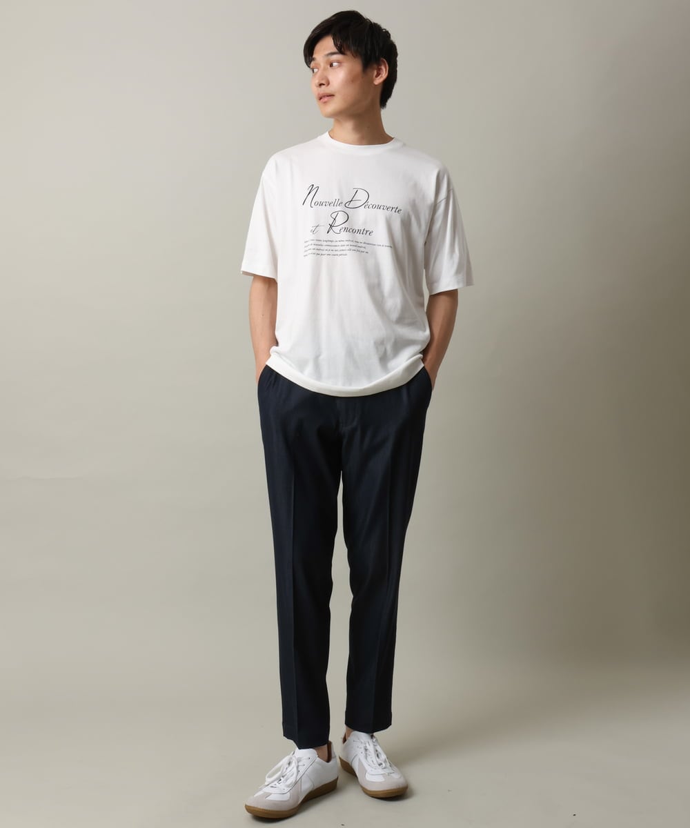 KHKHV12034 a.v.v MEN(アー・ヴェ・ヴェ) 【接触冷感】ロゴプリントセミワイドシルエットTシャツ ダークグレー
