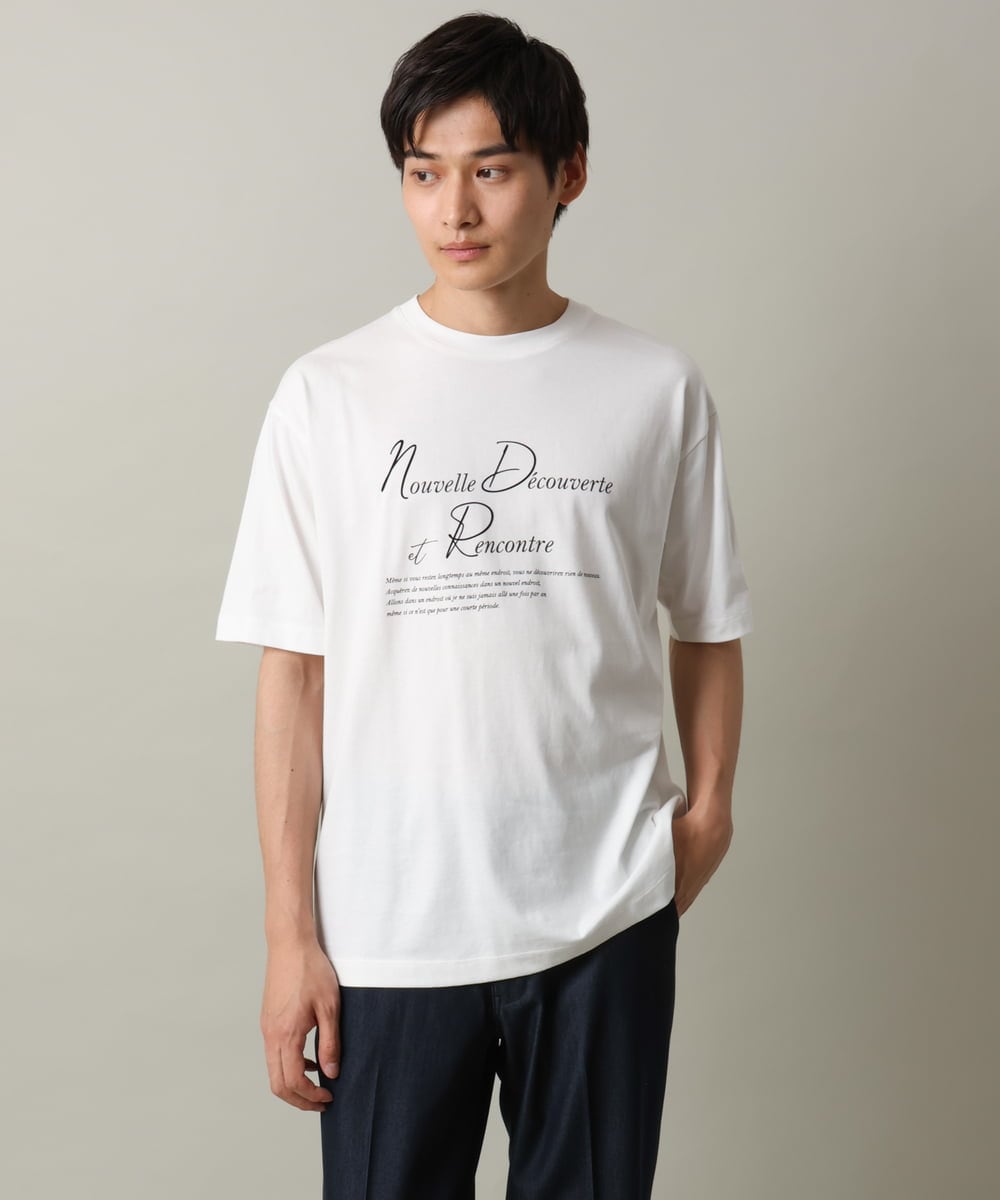 KHKHV12034 a.v.v MEN(アー・ヴェ・ヴェ) 【接触冷感】ロゴプリントセミワイドシルエットTシャツ ダークグレー