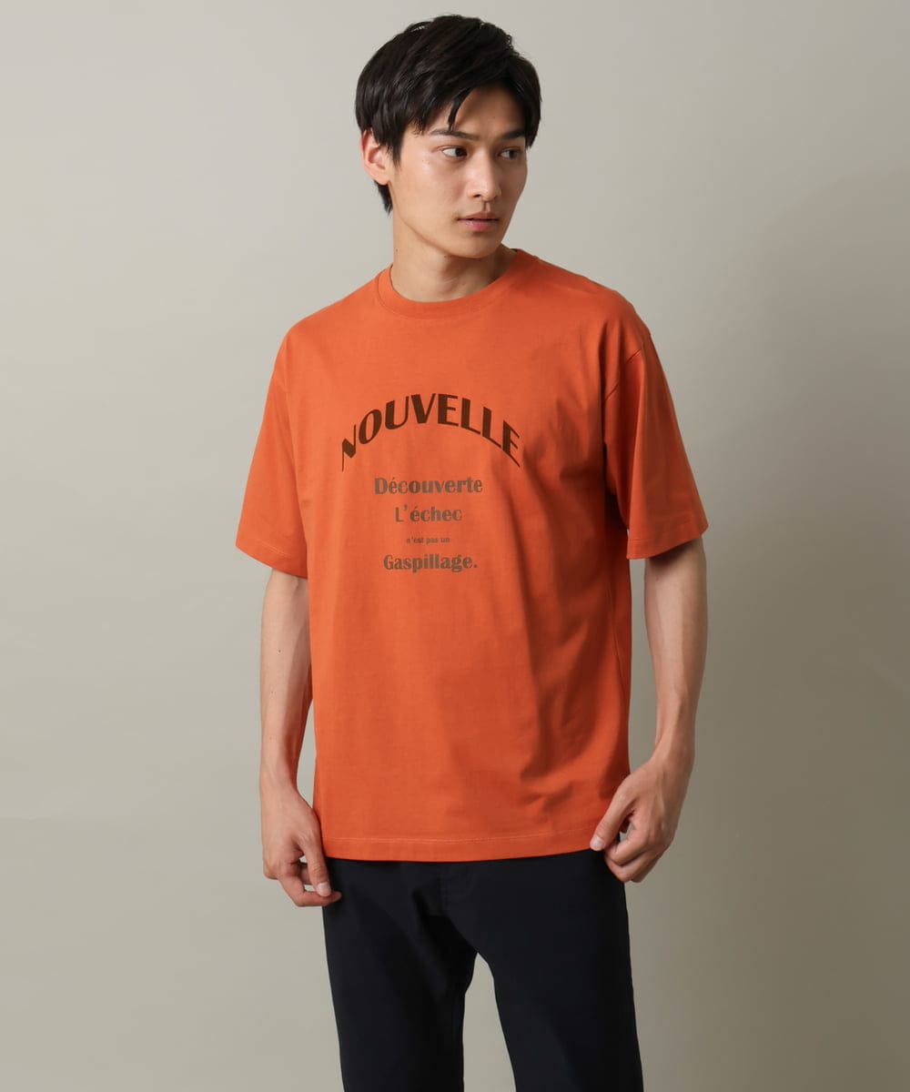 KHKHV13034 a.v.v MEN(アー・ヴェ・ヴェ) 【接触冷感】ロゴプリントセミワイドTシャツ オレンジ