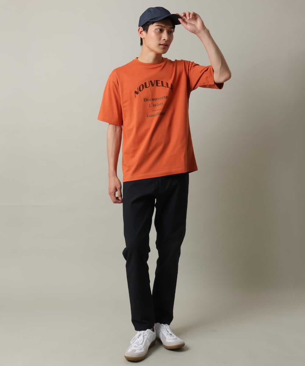 KHKHV13034 a.v.v MEN(アー・ヴェ・ヴェ) 【接触冷感】ロゴプリントセミワイドTシャツ オレンジ