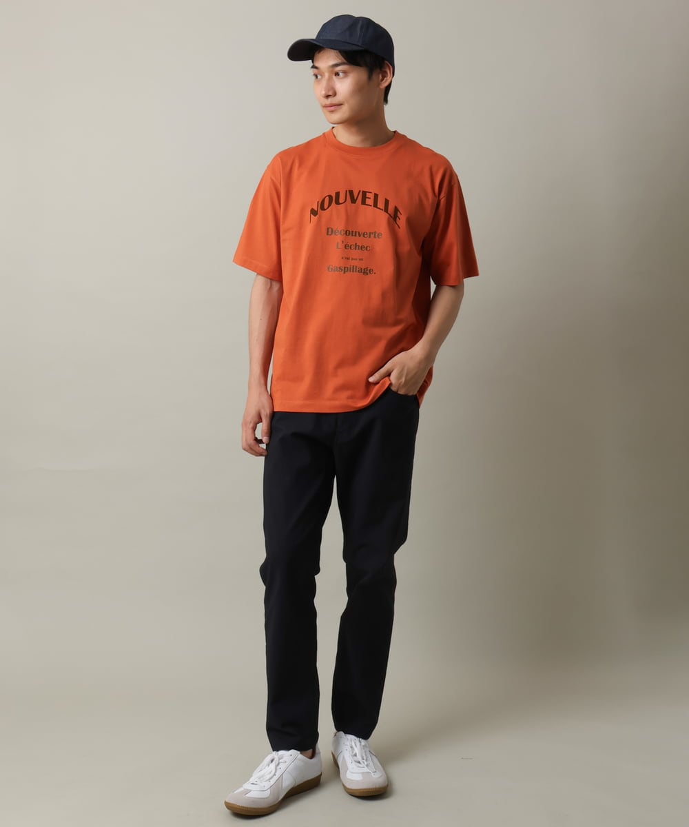 KHKHV13034 a.v.v MEN(アー・ヴェ・ヴェ) 【接触冷感】ロゴプリントセミワイドTシャツ オレンジ
