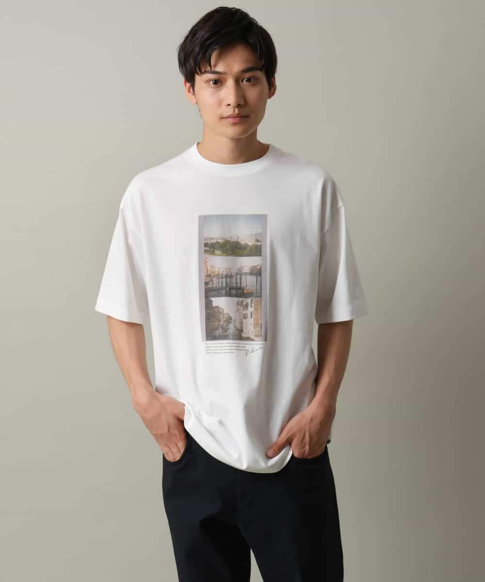 KHKHV14044 a.v.v MEN(アー・ヴェ・ヴェ) 【接触冷感】フォトプリントワイドシルエットTシャツ ライトグレー