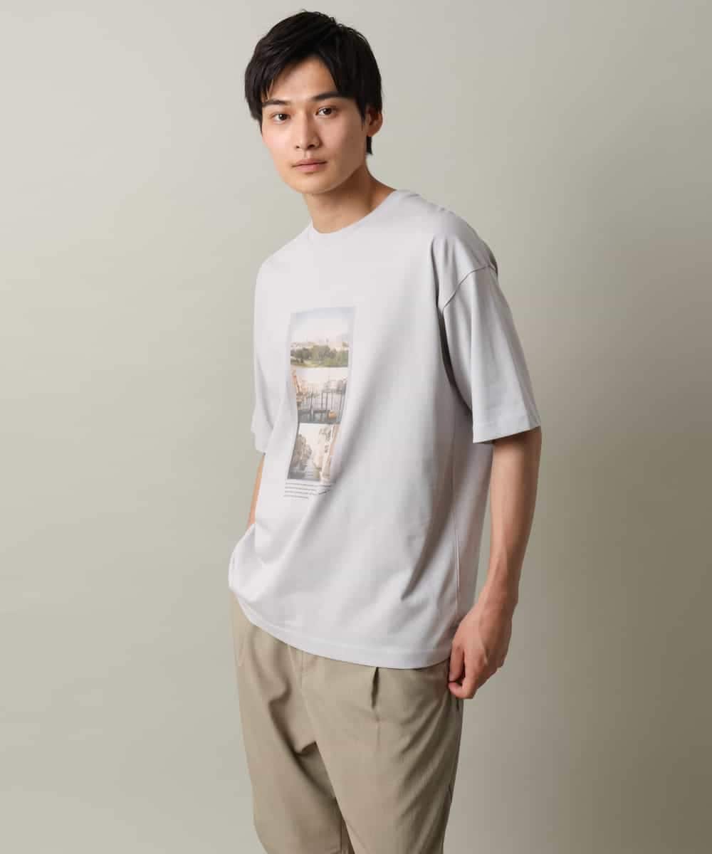 KHKHV14044 a.v.v MEN(アー・ヴェ・ヴェ) 【接触冷感】フォトプリントワイドシルエットTシャツ ライトグレー