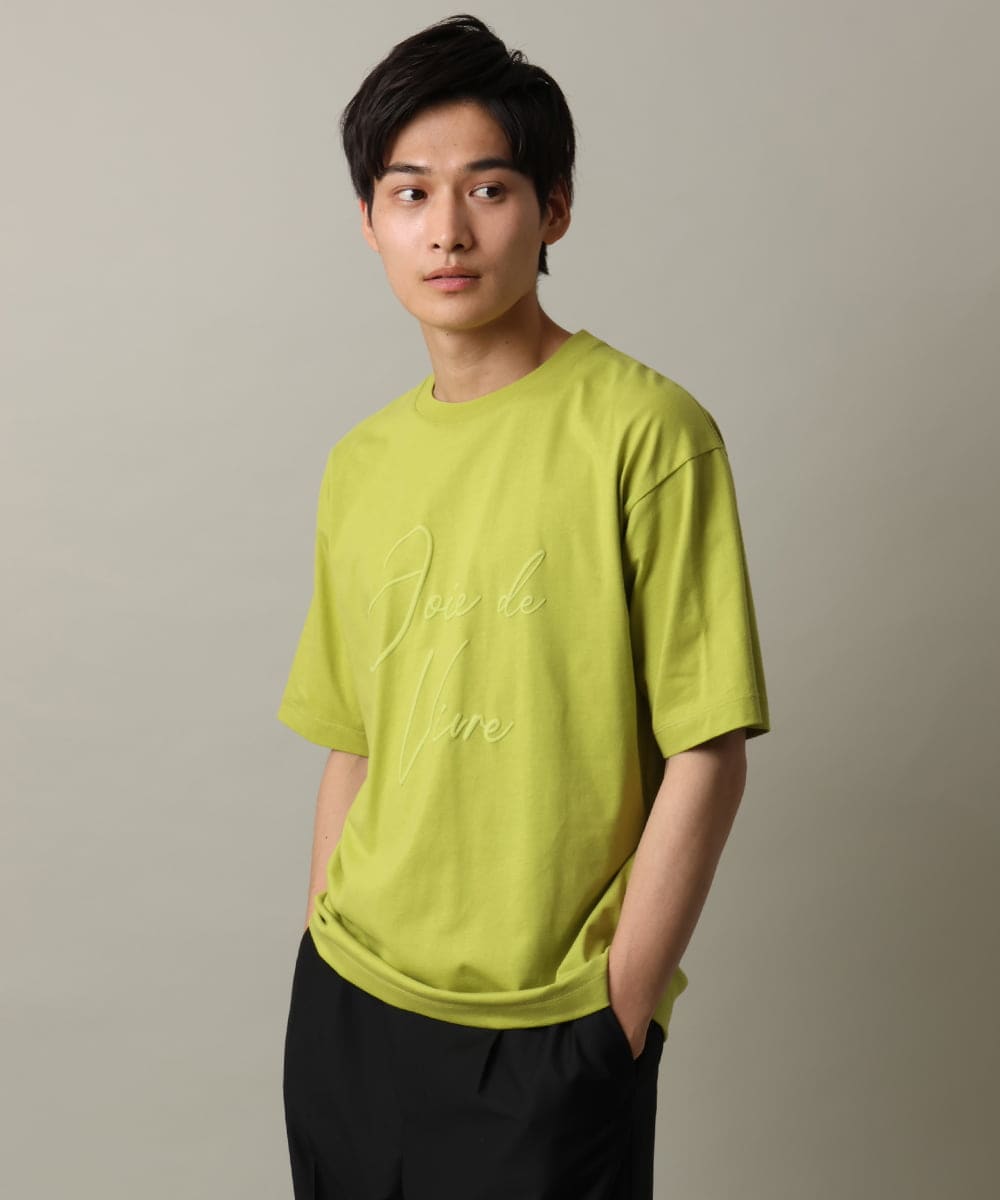 KHKHV16034 a.v.v MEN(アー・ヴェ・ヴェ) 【接触冷感】ビッグロゴ発砲プリントセミワイドTシャツ ライムグリーン