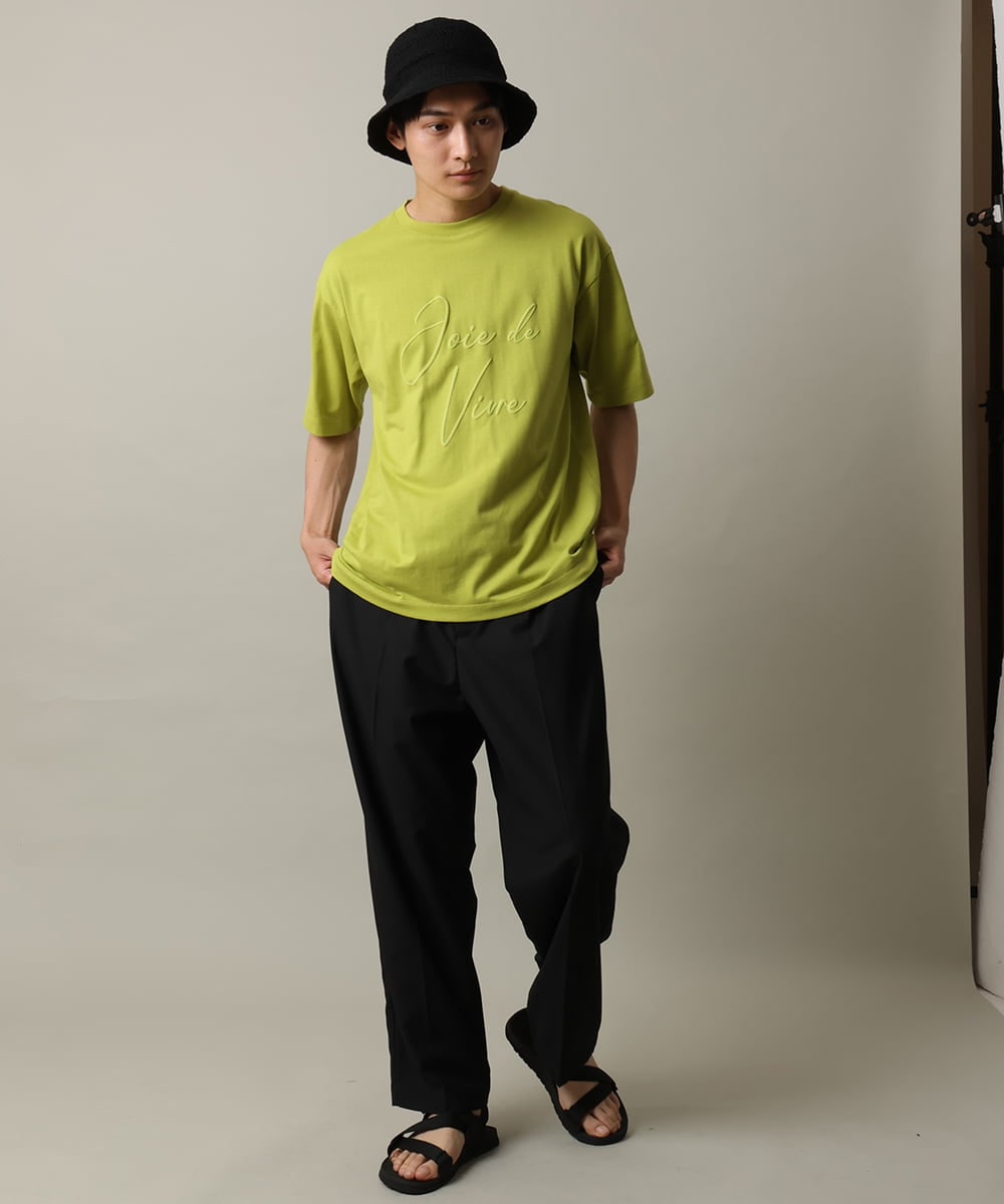 KHKHV16034 a.v.v MEN(アー・ヴェ・ヴェ) 【接触冷感】ビッグロゴ発砲プリントセミワイドTシャツ ライムグリーン