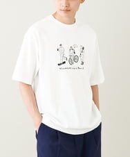 KHKHV61044 a.v.v MEN(アー・ヴェ・ヴェ) 【ucaU×a.v.vコラボ】イラストワイドシルエットTシャツ ホワイト