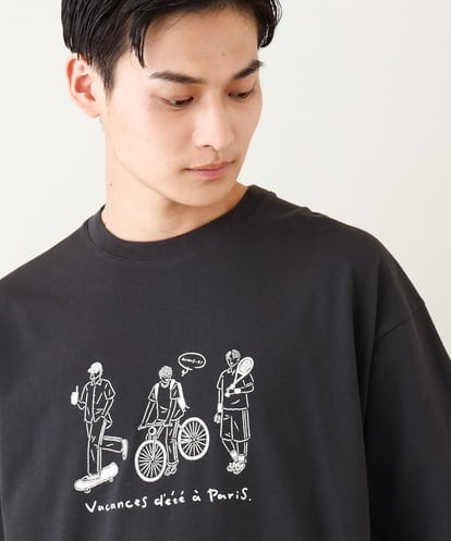 KHKHV61044  【ucaU×a.v.vコラボ】イラストワイドシルエットTシャツ