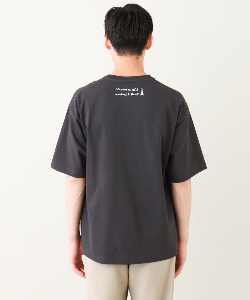 KHKHV61044 a.v.v MEN(アー・ヴェ・ヴェ) 【ucaU×a.v.vコラボ】イラストワイドシルエットTシャツ ダークグレー