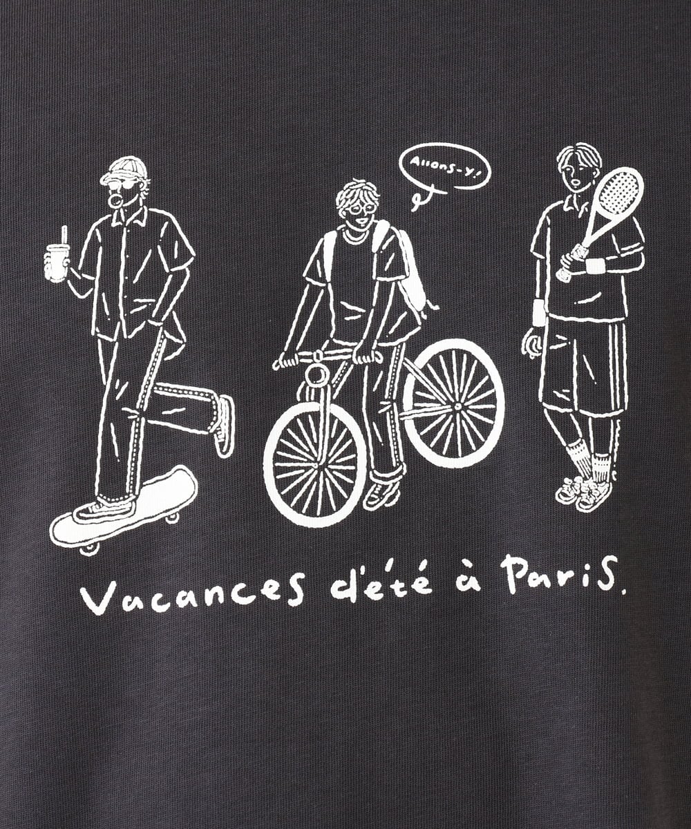 KHKHV61044 a.v.v MEN(アー・ヴェ・ヴェ) 【ucaU×a.v.vコラボ】イラストワイドシルエットTシャツ ダークグレー