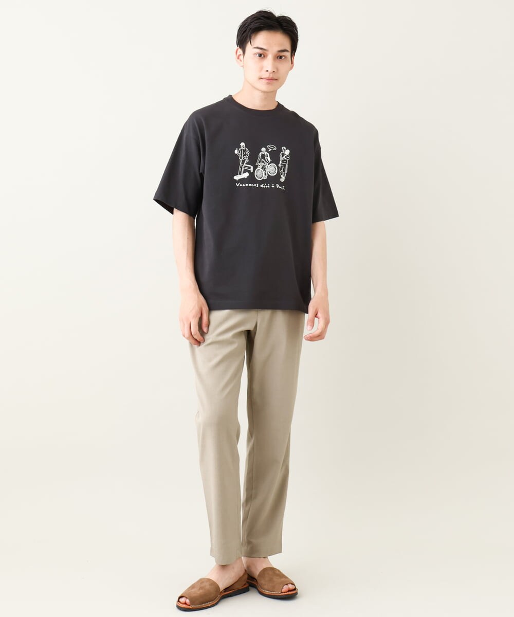 KHKHV61044 a.v.v MEN(アー・ヴェ・ヴェ) 【ucaU×a.v.vコラボ】イラストワイドシルエットTシャツ ダークグレー