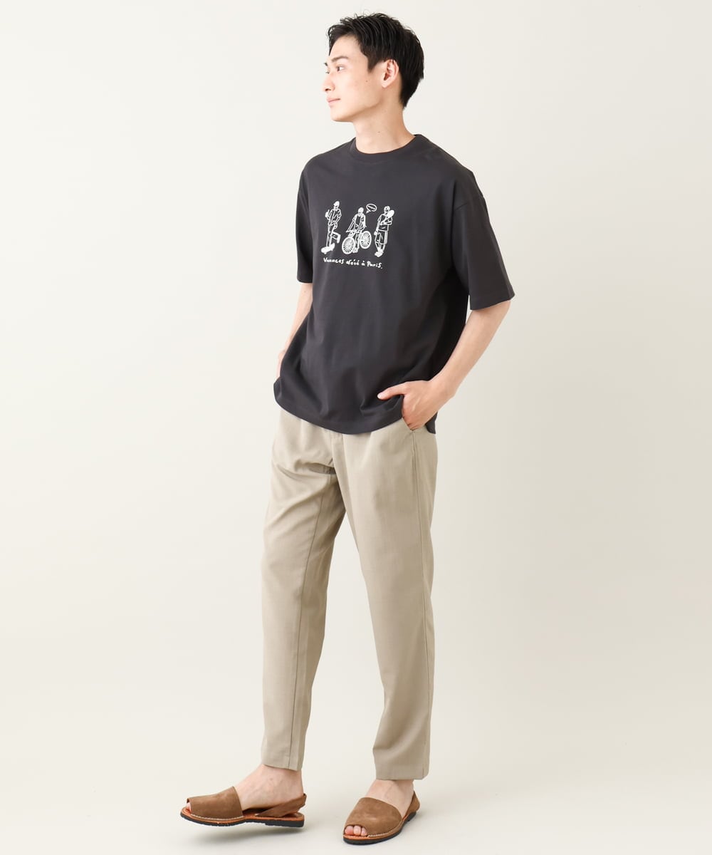 KHKHV61044 a.v.v MEN(アー・ヴェ・ヴェ) 【ucaU×a.v.vコラボ】イラストワイドシルエットTシャツ ダークグレー