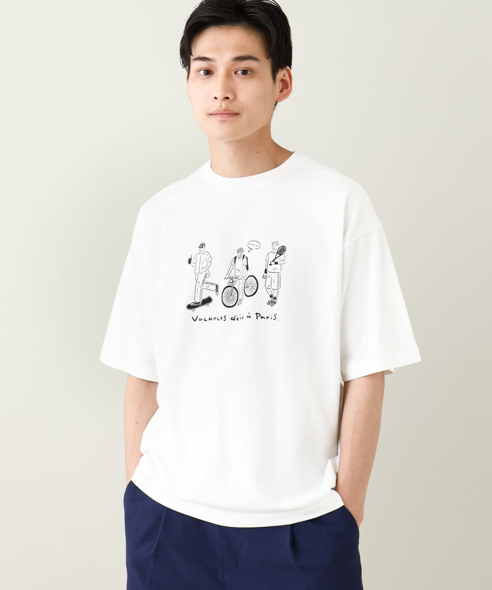 KHKHV61044 a.v.v MEN(アー・ヴェ・ヴェ) 【ucaU×a.v.vコラボ】イラストワイドシルエットTシャツ ダークグレー