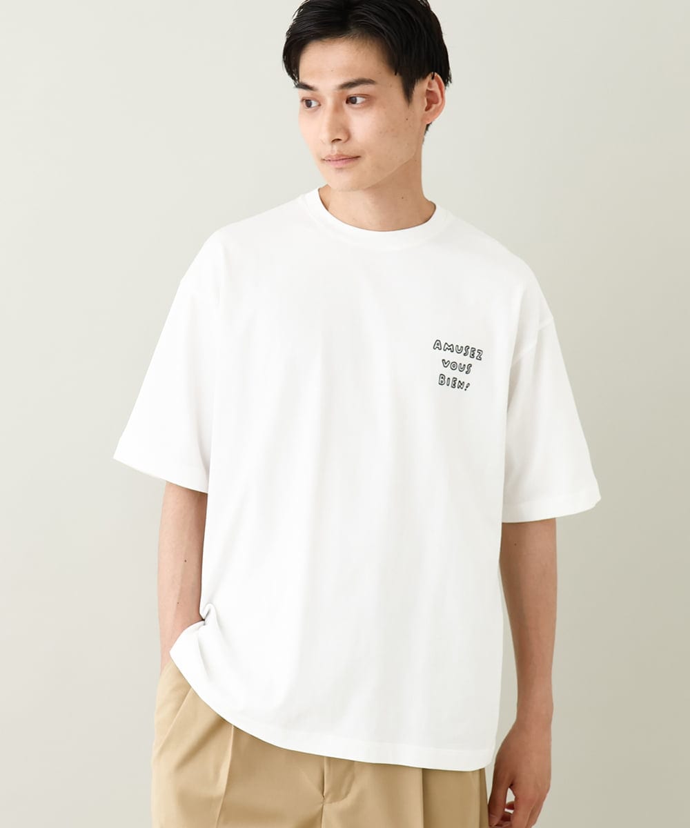 KHKHV62044 a.v.v MEN(アー・ヴェ・ヴェ) 【ucaU×a.v.vコラボ】イラストワイドシルエットTシャツ ピンク