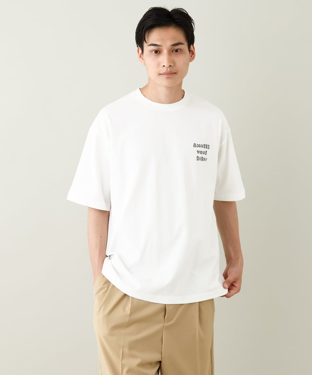 KHKHV62044 a.v.v MEN(アー・ヴェ・ヴェ) 【ucaU×a.v.vコラボ】イラストワイドシルエットTシャツ ピンク
