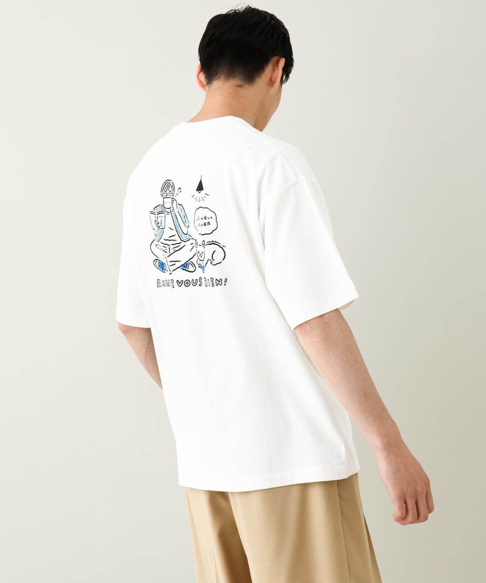 KHKHV62044 a.v.v MEN(アー・ヴェ・ヴェ) 【ucaU×a.v.vコラボ】イラストワイドシルエットTシャツ ピンク