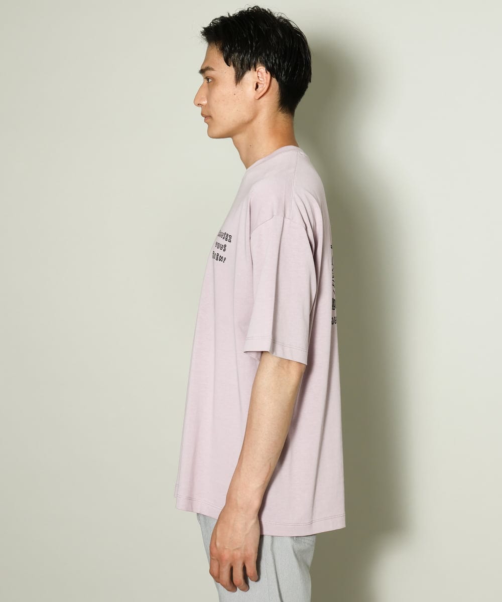 KHKHV62044 a.v.v MEN(アー・ヴェ・ヴェ) 【ucaU×a.v.vコラボ】イラストワイドシルエットTシャツ ピンク
