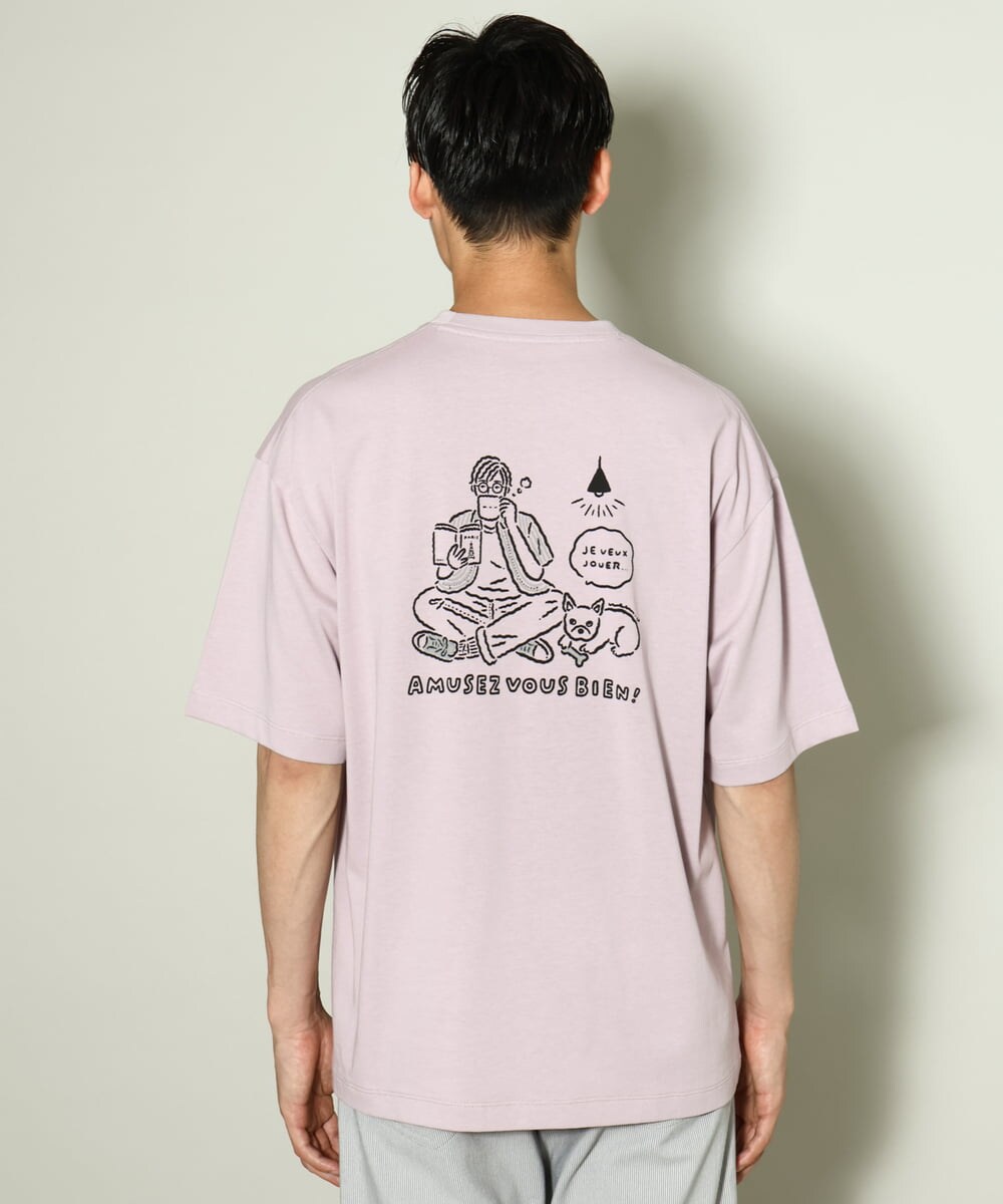 KHKHV62044 a.v.v MEN(アー・ヴェ・ヴェ) 【ucaU×a.v.vコラボ】イラストワイドシルエットTシャツ ピンク