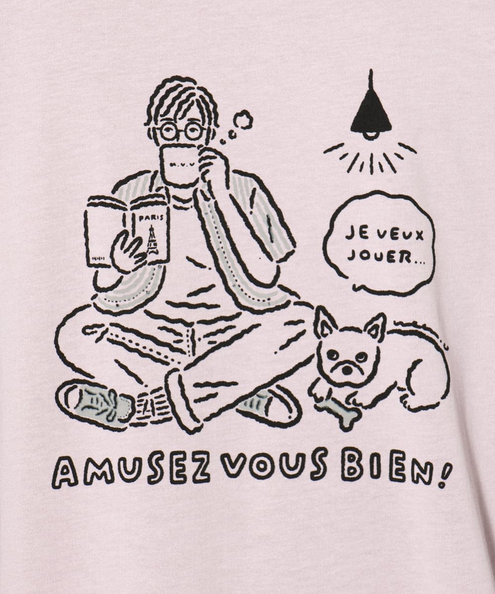KHKHV62044 a.v.v MEN(アー・ヴェ・ヴェ) 【ucaU×a.v.vコラボ】イラストワイドシルエットTシャツ ピンク