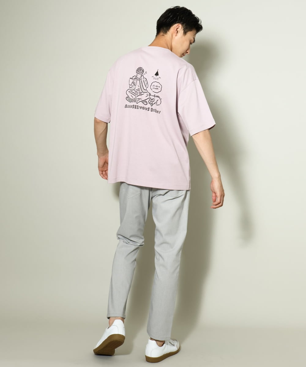 KHKHV62044 a.v.v MEN(アー・ヴェ・ヴェ) 【ucaU×a.v.vコラボ】イラストワイドシルエットTシャツ ピンク