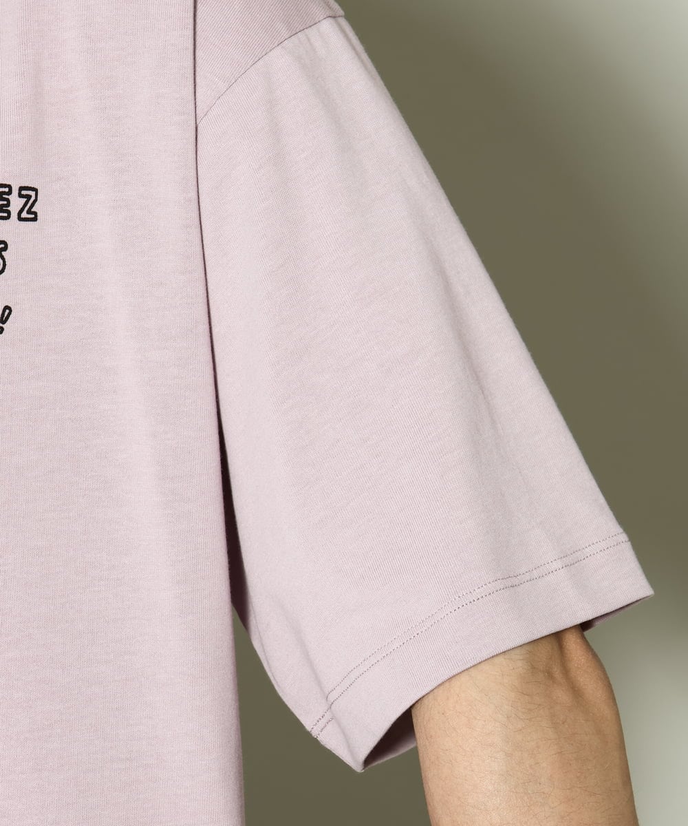 KHKHV62044 a.v.v MEN(アー・ヴェ・ヴェ) 【ucaU×a.v.vコラボ】イラストワイドシルエットTシャツ ピンク
