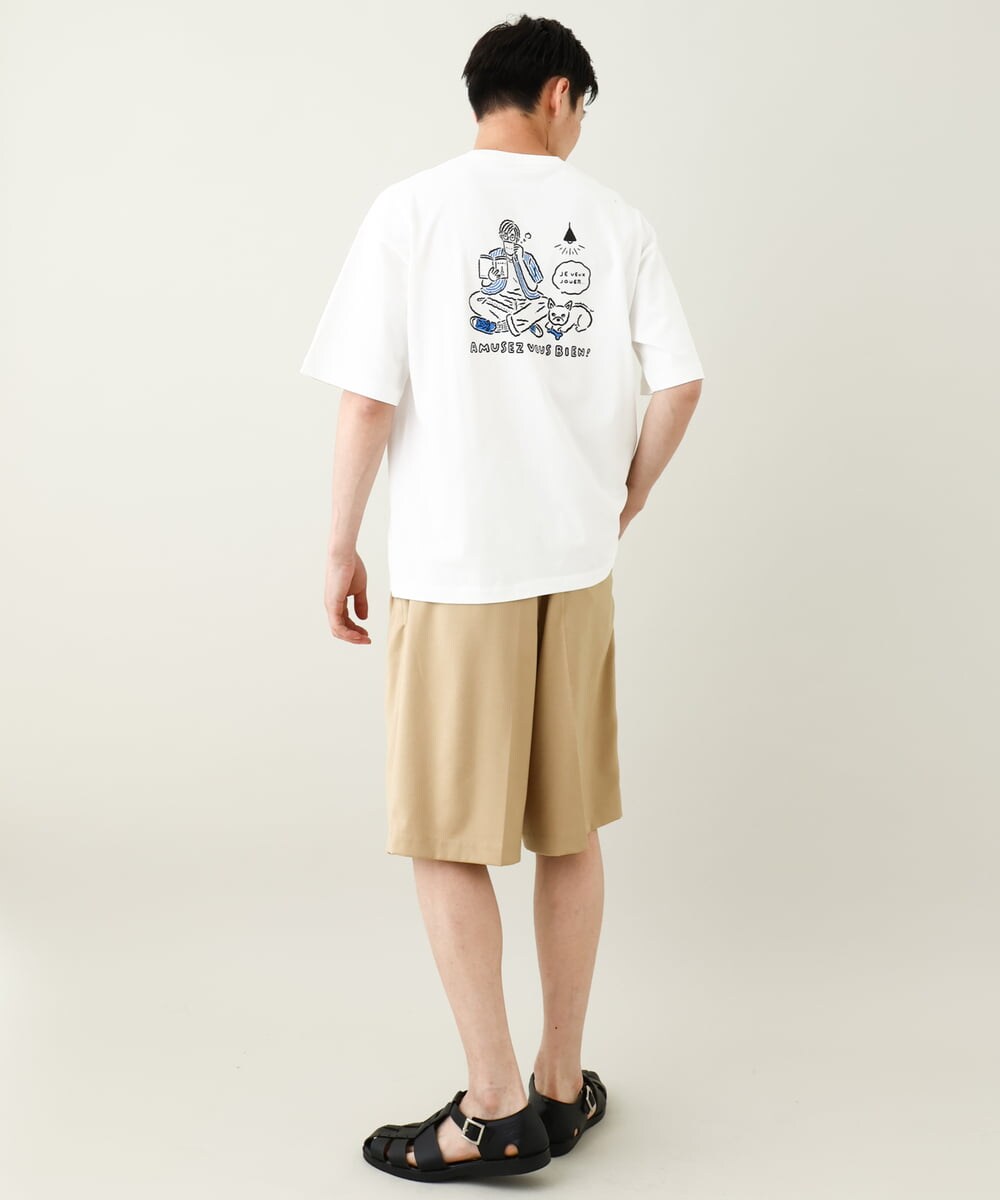 KHKHV62044 a.v.v MEN(アー・ヴェ・ヴェ) 【ucaU×a.v.vコラボ】イラストワイドシルエットTシャツ ピンク