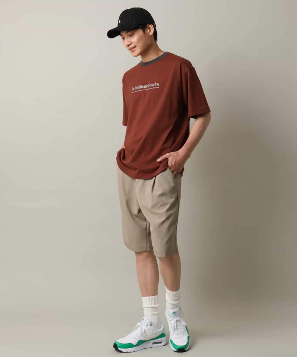 KHKHV73034 a.v.v MEN(アー・ヴェ・ヴェ) 【接触冷感】ミニロゴ トリムTシャツ ブラウン