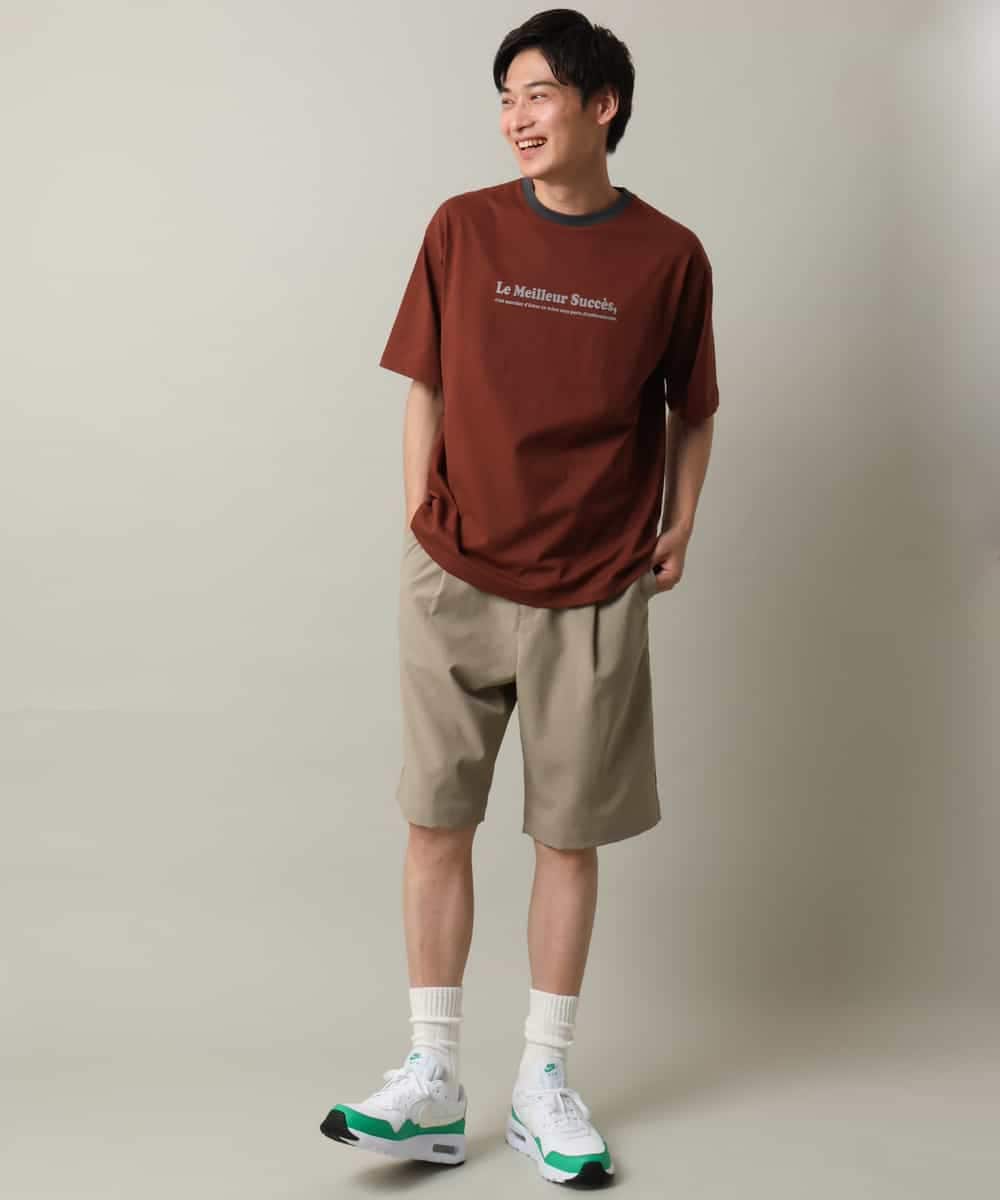 KHKHV73034 a.v.v MEN(アー・ヴェ・ヴェ) 【接触冷感】ミニロゴ トリムTシャツ ブラウン
