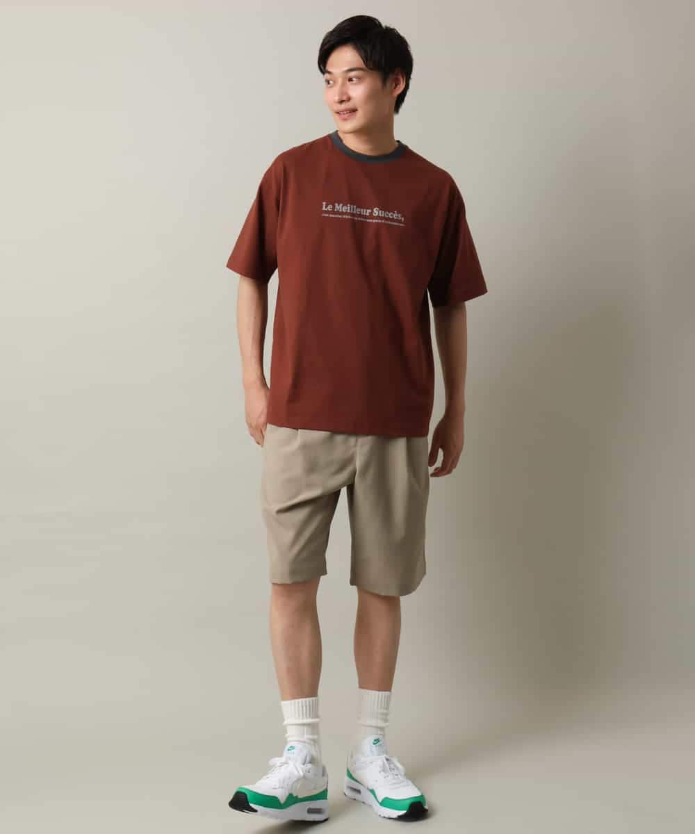 KHKHV73034 a.v.v MEN(アー・ヴェ・ヴェ) 【接触冷感】ミニロゴ トリムTシャツ ブラウン