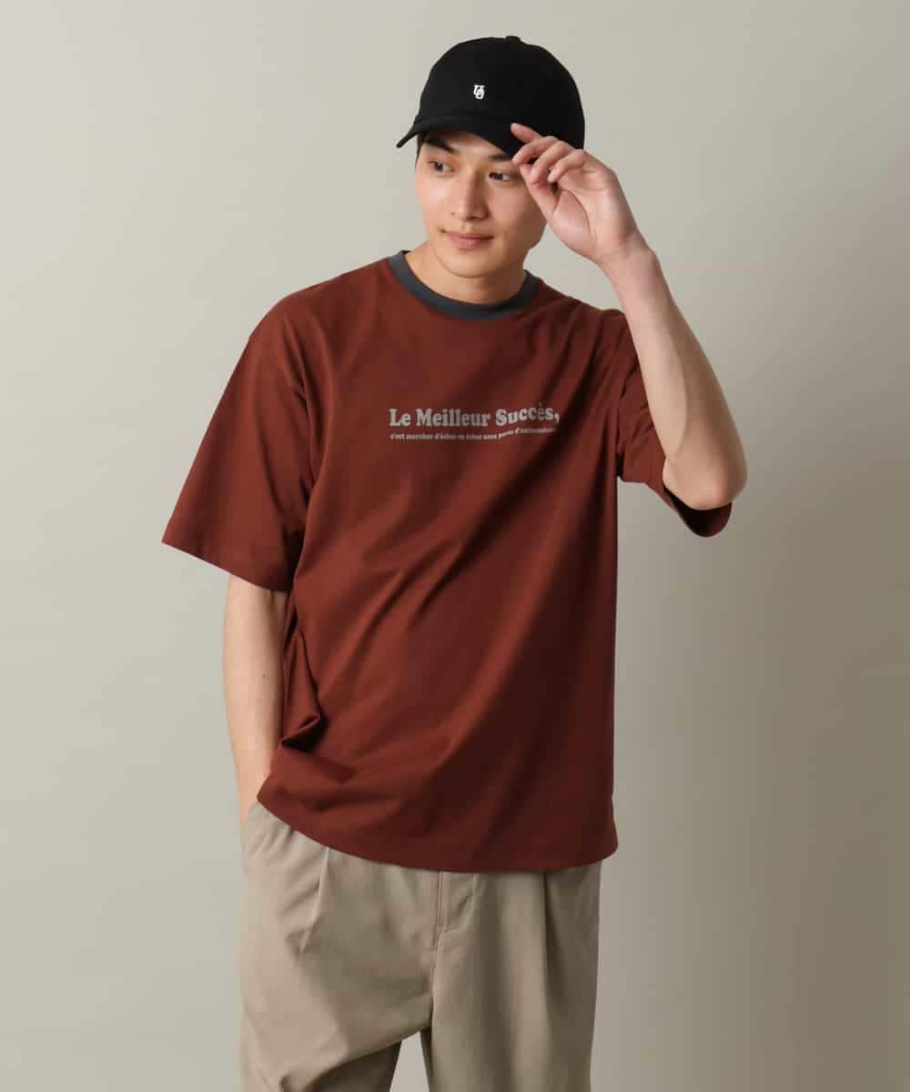 KHKHV73034 a.v.v MEN(アー・ヴェ・ヴェ) 【接触冷感】ミニロゴ トリムTシャツ ブラウン