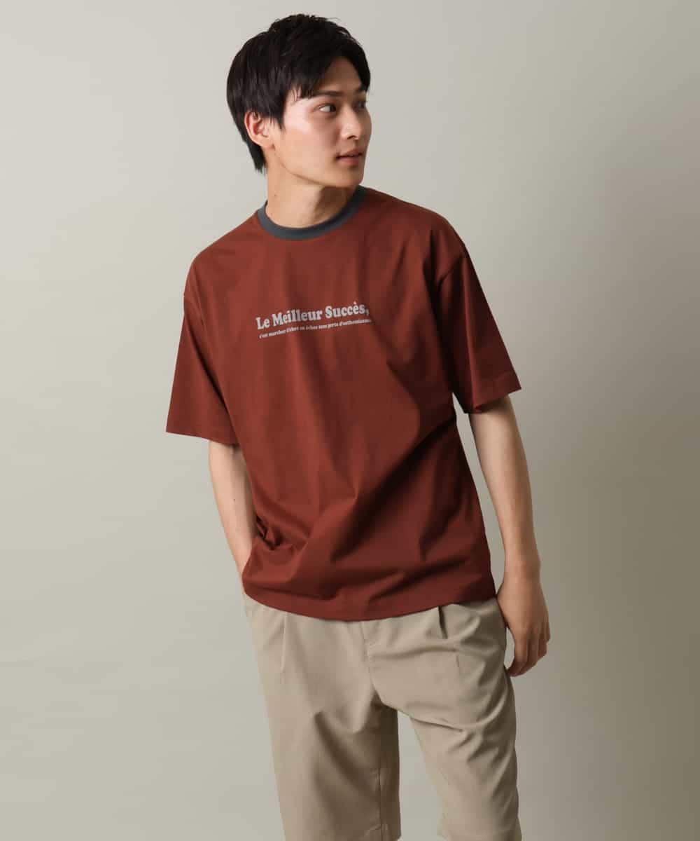 KHKHV73034 a.v.v MEN(アー・ヴェ・ヴェ) 【接触冷感】ミニロゴ トリムTシャツ ブラウン