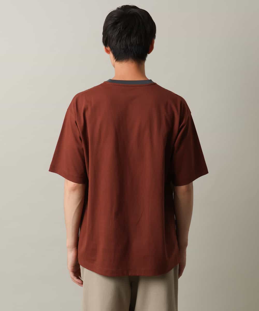 KHKHV73034 a.v.v MEN(アー・ヴェ・ヴェ) 【接触冷感】ミニロゴ トリムTシャツ ブラウン