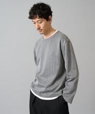 KHKJA04044 a.v.v MEN(アー・ヴェ・ヴェ) 【イージーケア毛玉になりにくい】シャンブレーフェイクレイヤードカットソー【洗濯機で洗える】 グレー