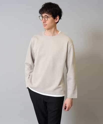 KHKJA04044 a.v.v MEN 【イージーケア毛玉になりにくい】シャンブレーフェイクレイヤードカットソー【洗濯機で洗える】