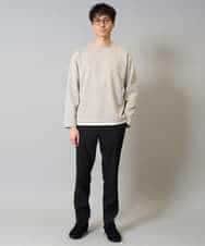 KHKJA04044 a.v.v MEN(アー・ヴェ・ヴェ) 【イージーケア毛玉になりにくい】シャンブレーフェイクレイヤードカットソー【洗濯機で洗える】 ブラック