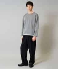 KHKJA04044 a.v.v MEN(アー・ヴェ・ヴェ) 【イージーケア毛玉になりにくい】シャンブレーフェイクレイヤードカットソー【洗濯機で洗える】 ブラック