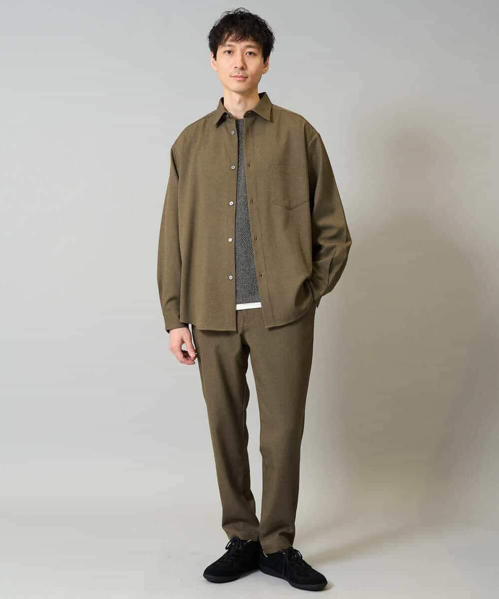 KHKJA04044 a.v.v MEN(アー・ヴェ・ヴェ) 【イージーケア毛玉になりにくい】シャンブレーフェイクレイヤードカットソー【洗濯機で洗える】 ブラック