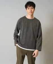 KHKJA04044 a.v.v MEN(アー・ヴェ・ヴェ) 【イージーケア毛玉になりにくい】シャンブレーフェイクレイヤードカットソー【洗濯機で洗える】 ブラック