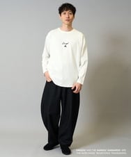 KHKJA19059 a.v.v MEN(アー・ヴェ・ヴェ) KANGOLスクエアプリントロングシルエットカットソー ブラック