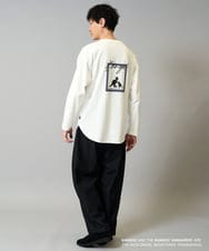 KHKJA19059 a.v.v MEN(アー・ヴェ・ヴェ) KANGOLスクエアプリントロングシルエットカットソー ブラック