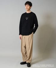 KHKJA19059 a.v.v MEN(アー・ヴェ・ヴェ) KANGOLスクエアプリントロングシルエットカットソー ブラック
