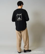 KHKJA19059 a.v.v MEN(アー・ヴェ・ヴェ) KANGOLスクエアプリントロングシルエットカットソー ブラック