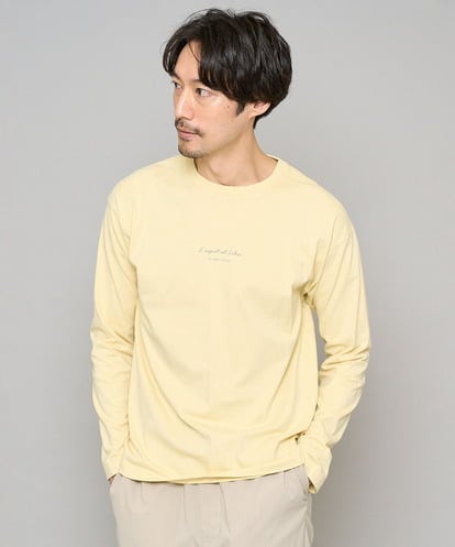 KHKJA29034 a.v.v MEN 【コットン100％】ミニロゴプリントロングTシャツ　セミワイドシルエット