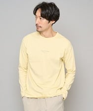 KHKJA29034 a.v.v MEN(アー・ヴェ・ヴェ) 【コットン100％】ミニロゴプリントロングTシャツ　セミワイドシルエット ライトイエロー