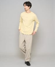 KHKJA29034 a.v.v MEN(アー・ヴェ・ヴェ) 【コットン100％】ミニロゴプリントロングTシャツ　セミワイドシルエット ライトイエロー
