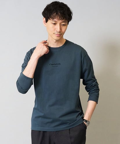KHKJA29034 a.v.v MEN 【コットン100％】ミニロゴプリントロングTシャツ　セミワイドシルエット